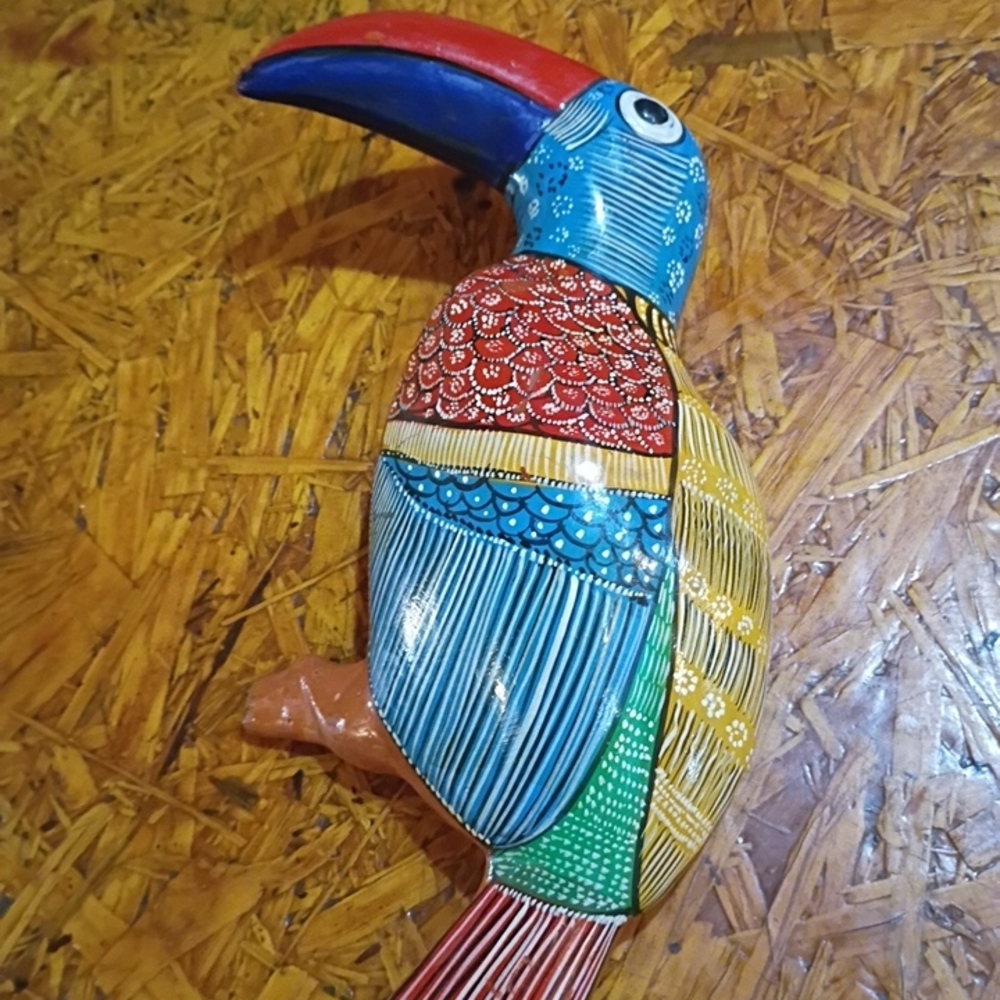 Colorful Terracotta Toucan Figurine Mexican Made Hand painted.